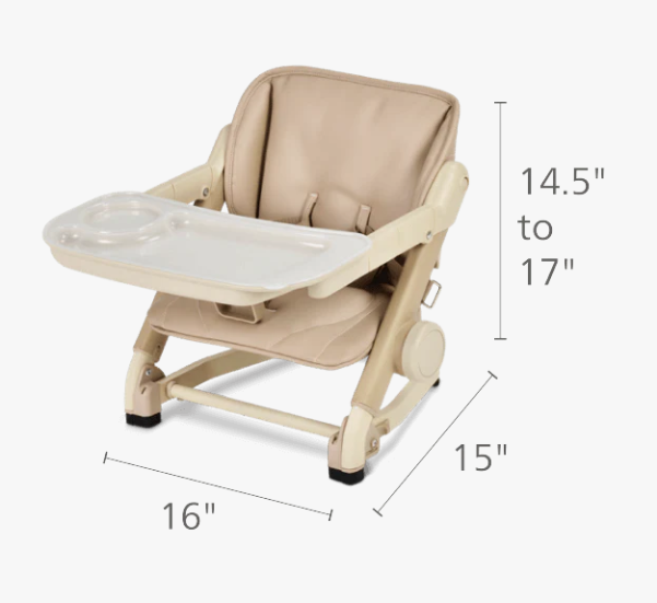 Open dimensions of the Unilove Feed Me baby booster seat